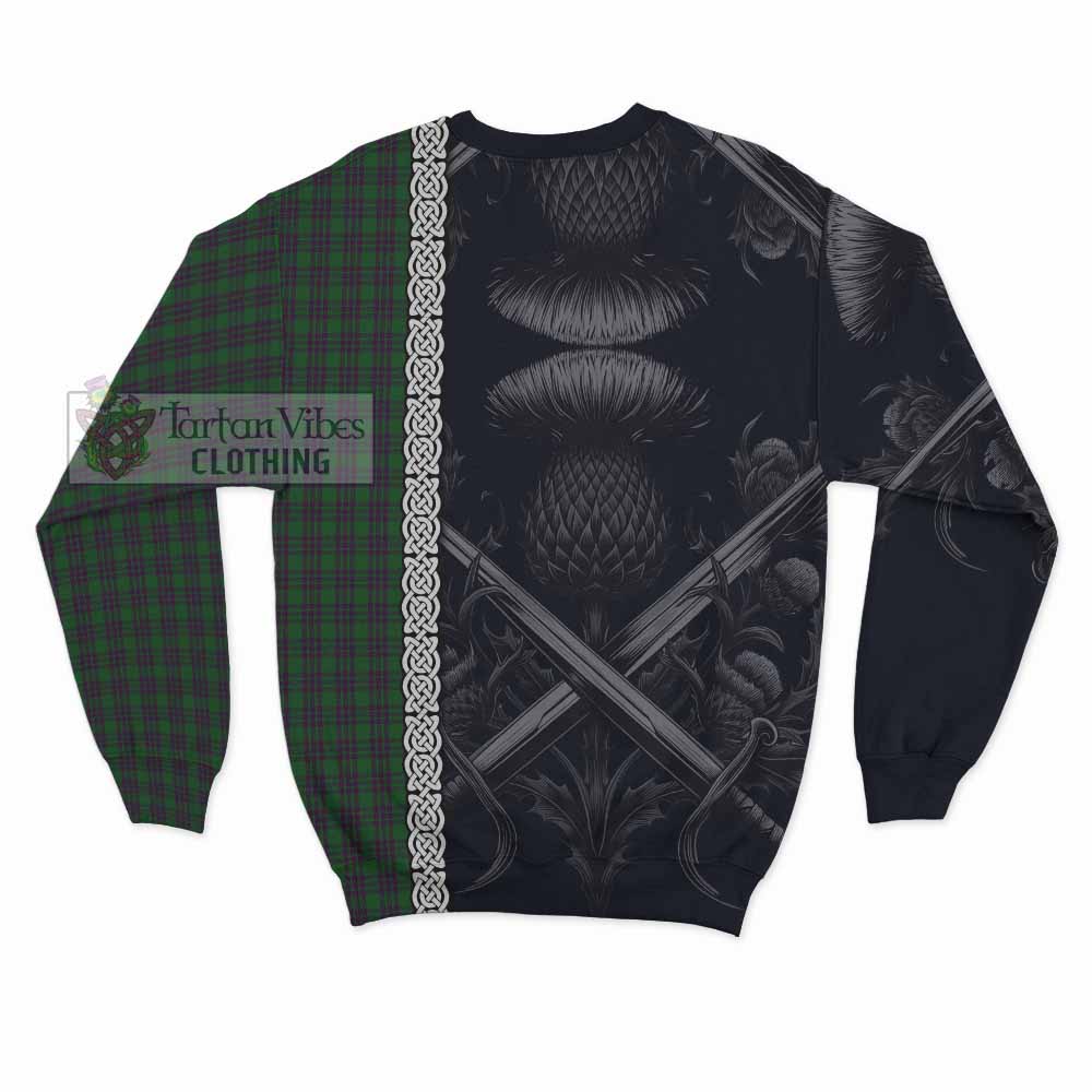 Elphinstone Tartan Sweatshirt with Family Crest Cross Sword Thistle Celtic Vibes - Tartan Vibes Clothing