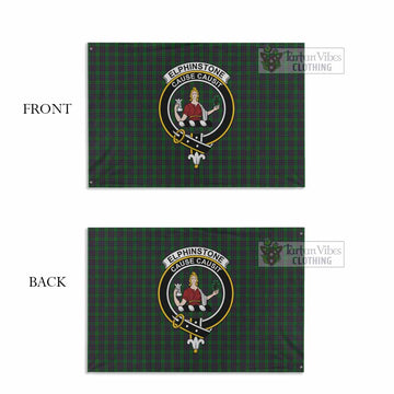 Tartan Vibes Clothing Elphinstone Tartan House Flag with Family Crest