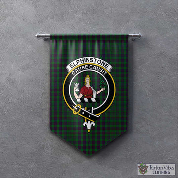 Elphinstone Tartan Gonfalon, Tartan Banner with Family Crest