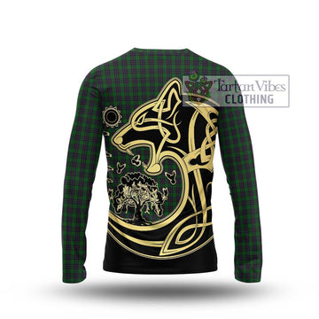 Elphinstone Tartan Long Sleeve T-Shirt with Family Crest Celtic Wolf Style - Tartan Vibes Clothing