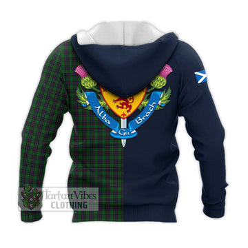 Elphinstone Tartan Knitted Hoodie Alba with Scottish Lion Royal Arm Half Style - Tartan Vibes Clothing