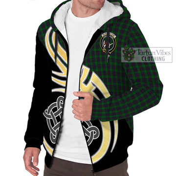 Elphinstone Tartan Sherpa Hoodie with Family Crest and Celtic Symbol Style - Tartan Vibes Clothing