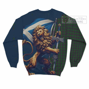 Elphinstone Tartan Family Crest Sweatshirt with Scottish Majestic Lion - Tartan Vibes Clothing
