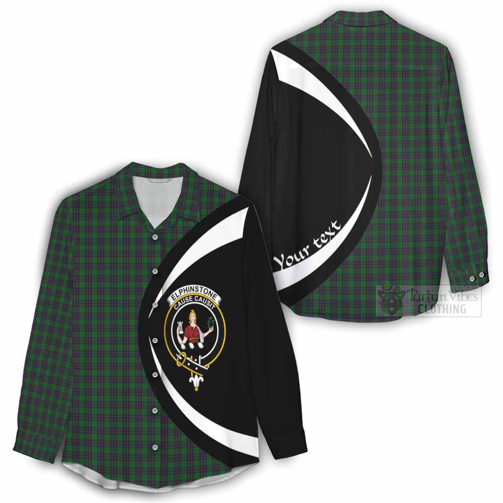 Elphinstone Tartan Women's Casual Shirt with Family Crest Circle Style - Tartan Vibes Clothing