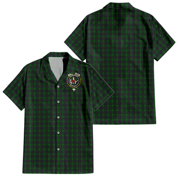 Elphinstone Tartan Short Sleeve Button Down Shirt with Family Crest