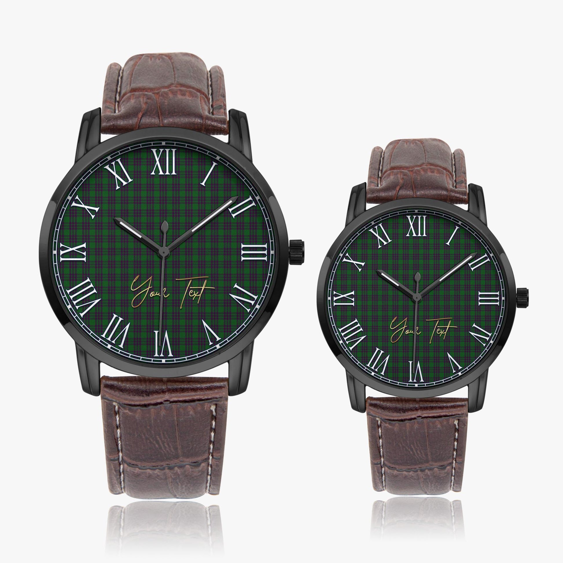 Elphinstone Tartan Personalized Your Text Leather Trap Quartz Watch - Tartan Vibes Clothing