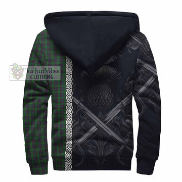 Elphinstone Tartan Sherpa Hoodie with Family Crest Cross Sword Thistle Celtic Vibes - Tartan Vibes Clothing