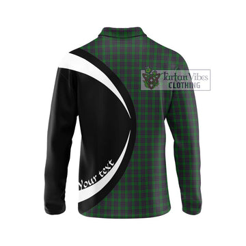 Elphinstone Tartan Long Sleeve Polo Shirt with Family Crest Circle Style - Tartan Vibes Clothing