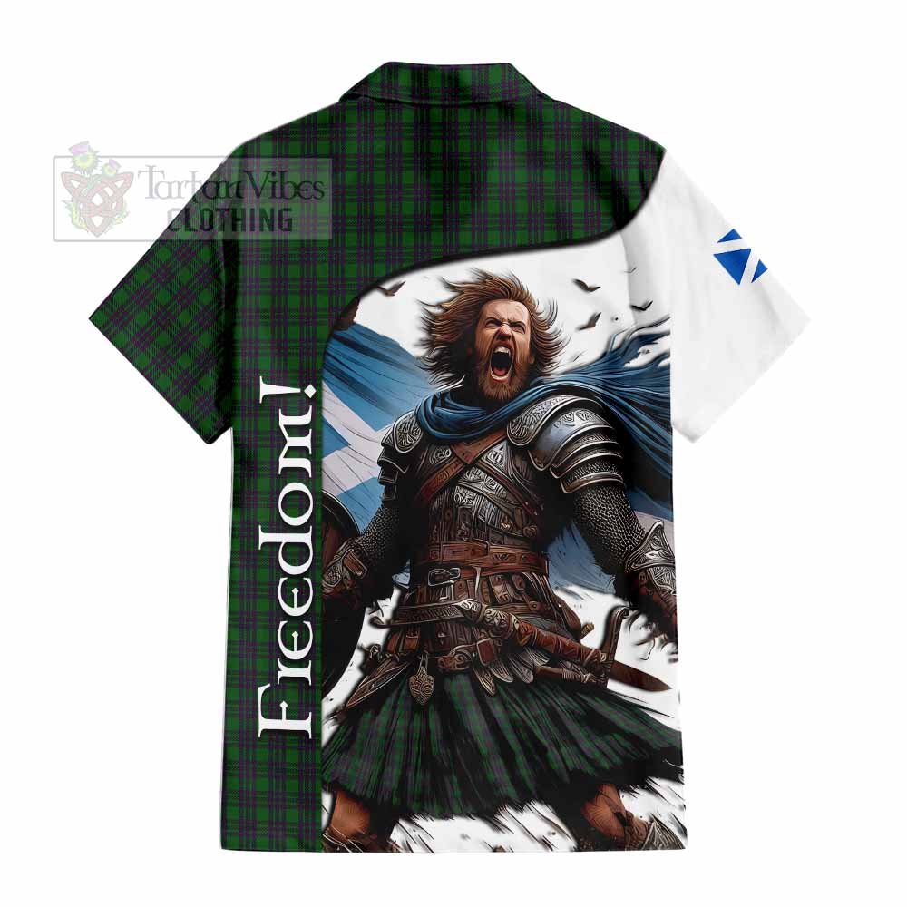 Tartan Vibes Clothing Elphinstone Crest Tartan Short Sleeve Button Shirt Inspired by the Freedom of Scottish Warrior
