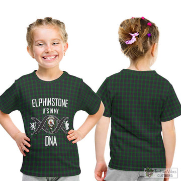Elphinstone Tartan Kid T-Shirt with Family Crest DNA In Me Style - Tartan Vibes Clothing