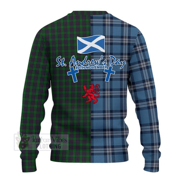 Elphinstone Tartan Knitted Sweater Happy St. Andrew's Day Half Tartan Style - Tartan Vibes Clothing