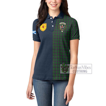 Elphinstone Tartan Women's Polo Shirt Alba with Scottish Lion Royal Arm Half Style - Tartan Vibes Clothing
