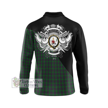 Elphinstone Tartan Long Sleeve Polo Shirt with Family Crest and Military Logo Style - Tartan Vibes Clothing