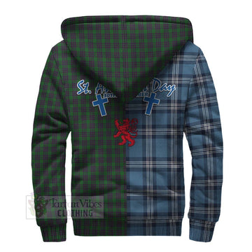 Elphinstone Tartan Sherpa Hoodie Happy St. Andrew's Day Half Tartan Style - Tartan Vibes Clothing