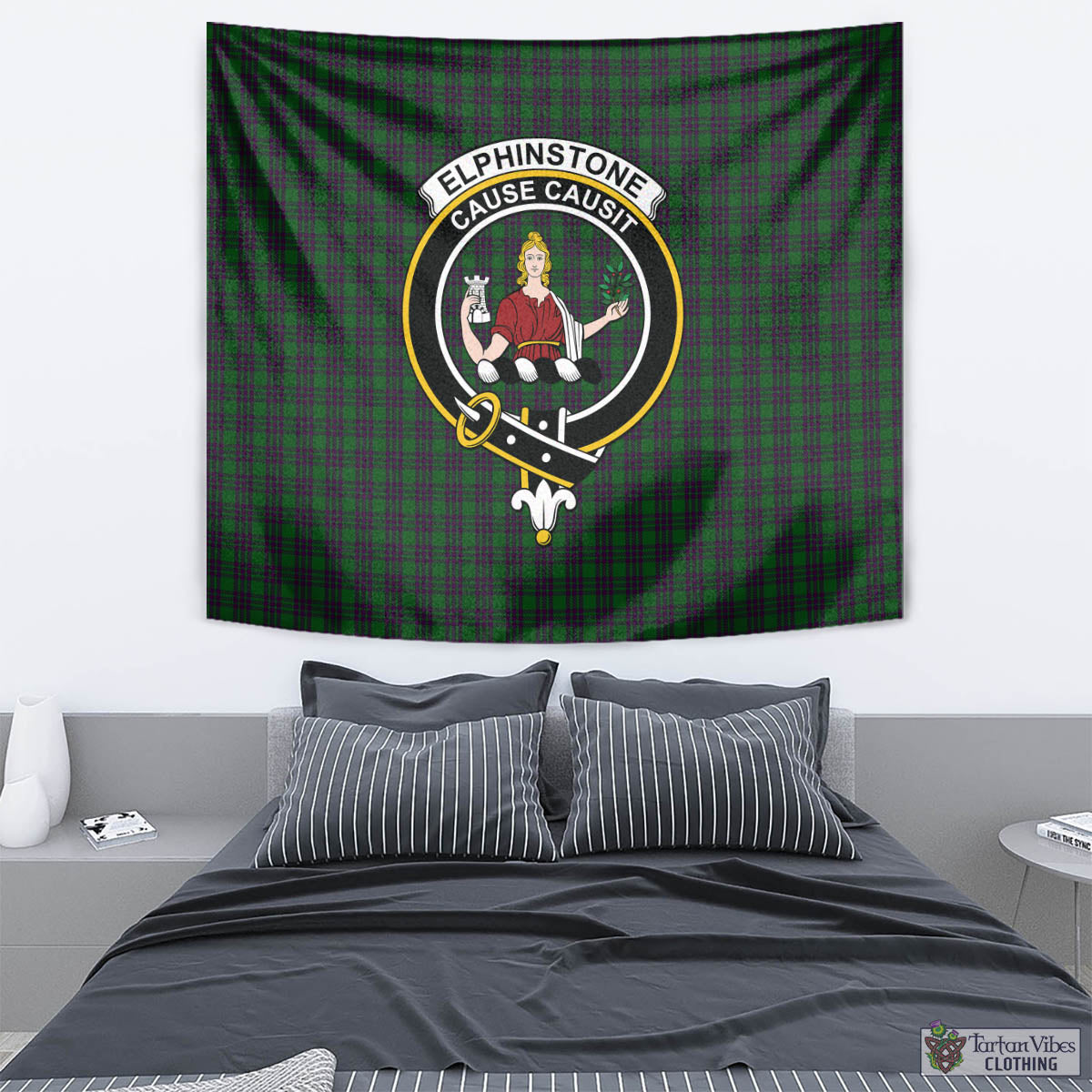 Elphinstone Tartan Tapestry Wall Hanging and Home Decor for Room with Family Crest - Tartan Vibes Clothing