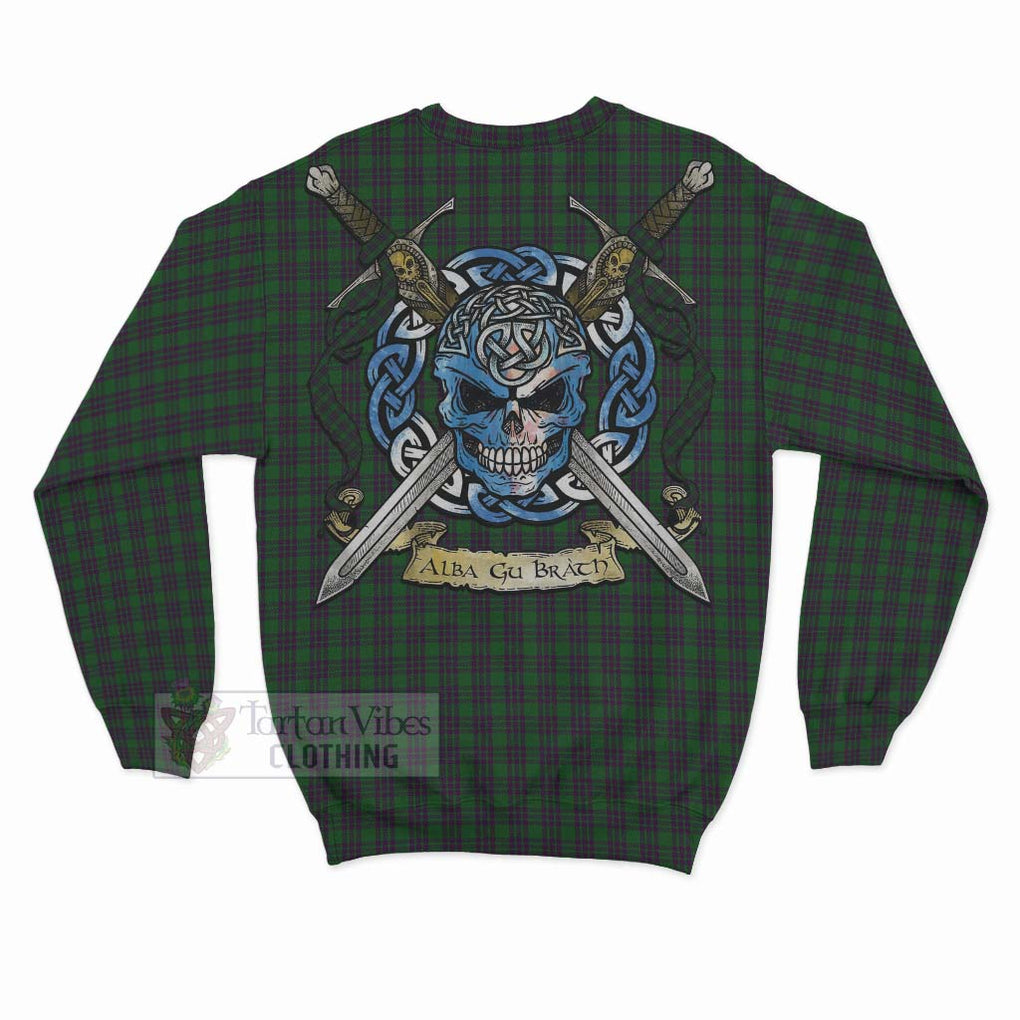 Elphinstone Tartan Sweatshirt with Family Crest Celtic Skull Style - Tartan Vibes Clothing