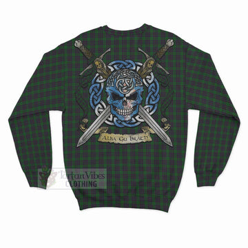 Elphinstone Tartan Sweatshirt with Family Crest Celtic Skull Style - Tartan Vibes Clothing