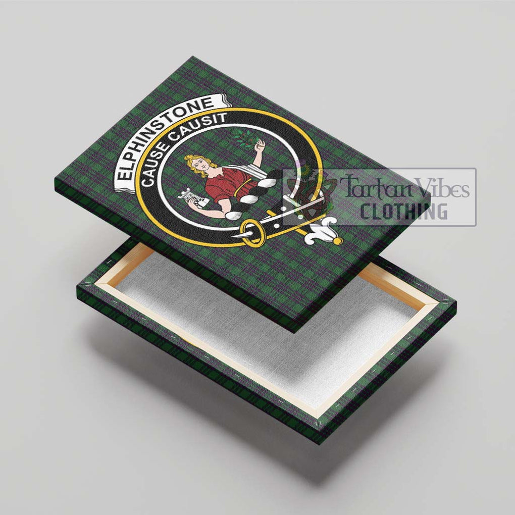 Elphinstone Tartan Canvas Print Wall Art with Family Crest - Tartan Vibes Clothing