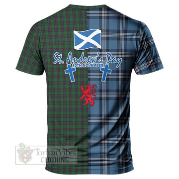Elphinstone Tartan T-Shirt Happy St. Andrew's Day Half Tartan Style