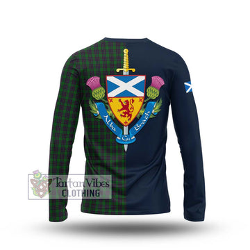 Elphinstone Tartan Long Sleeve T-Shirt Alba with Scottish Lion Royal Arm Half Style - Tartan Vibes Clothing