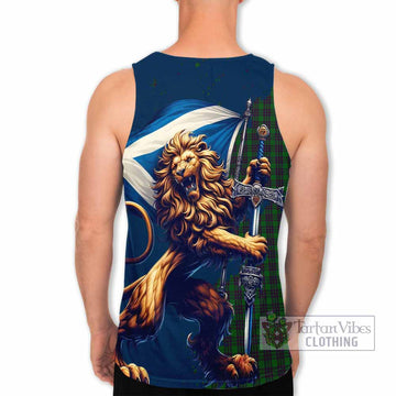 Elphinstone Tartan Family Crest Men's Tank Top with Scottish Majestic Lion - Tartan Vibes Clothing