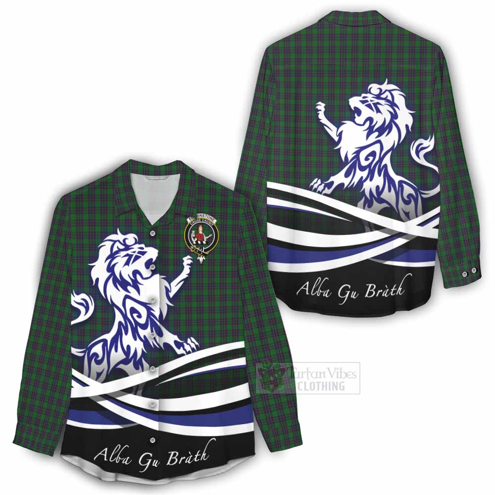 Elphinstone Tartan Women's Casual Shirt with Alba Gu Brath Regal Lion Emblem - Tartan Vibes Clothing