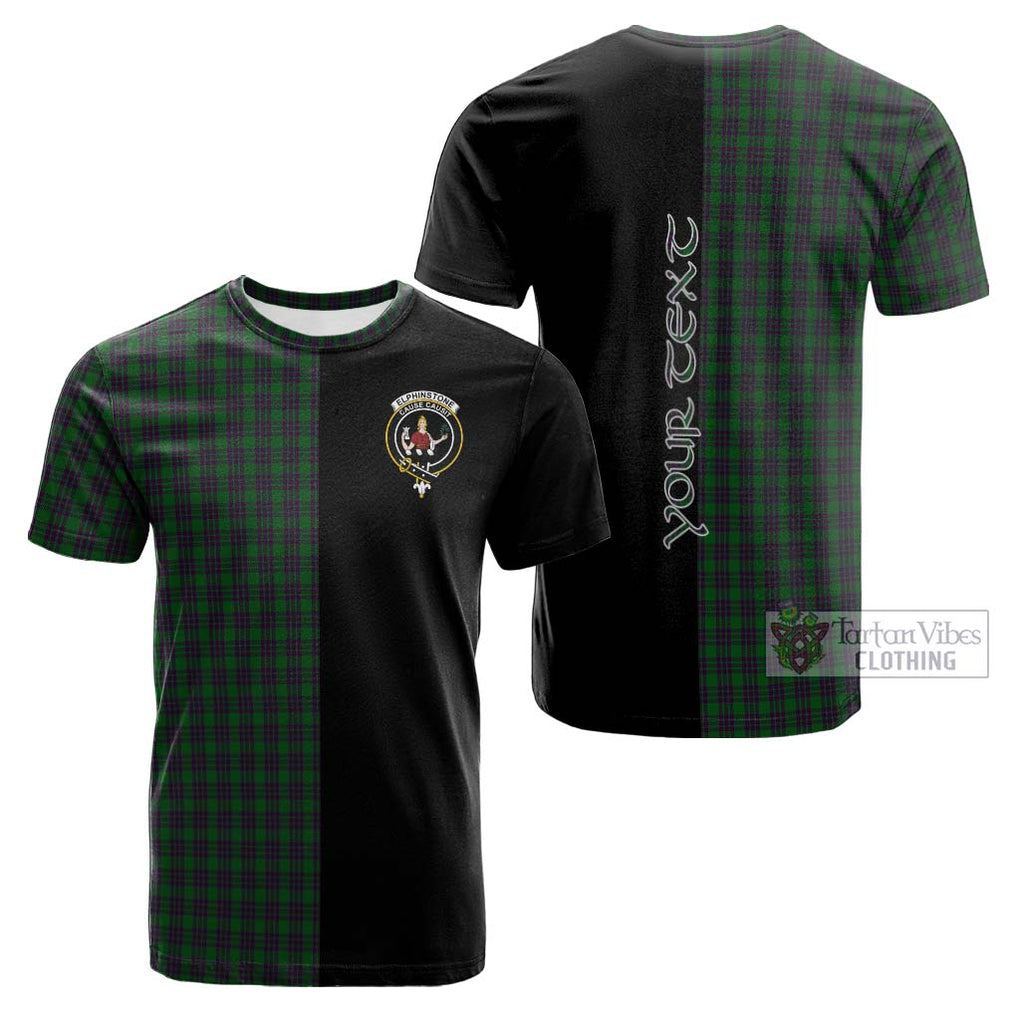 Tartan Vibes Clothing Elphinstone Tartan Cotton T-shirt with Family Crest and Half Of Me Style