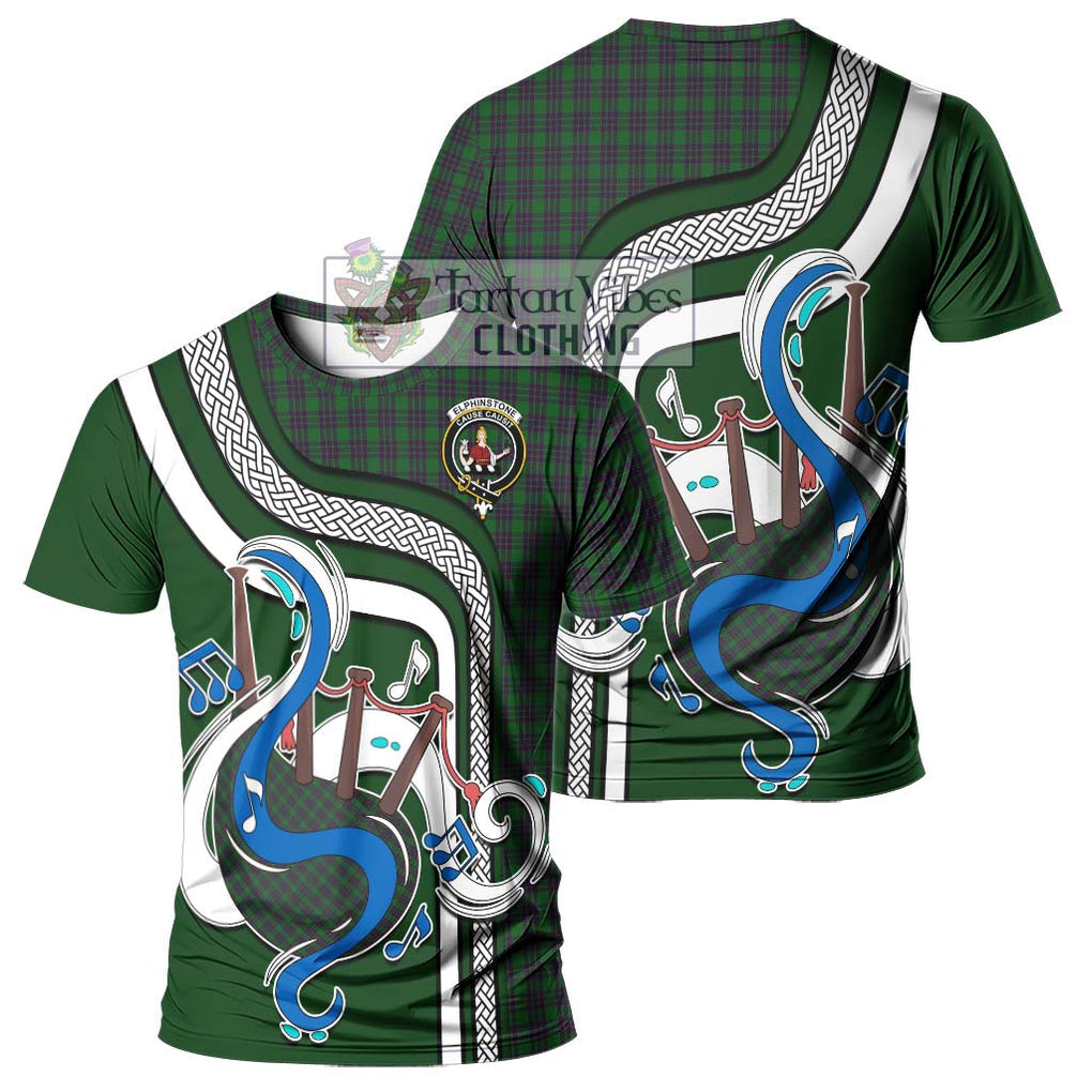 Elphinstone Tartan T-Shirt with Epic Bagpipe Style - Tartanvibesclothing Shop