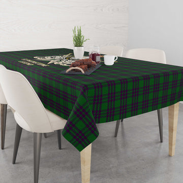 Elphinstone Tartan Tablecloth with Clan Crest and the Golden Sword of Courageous Legacy