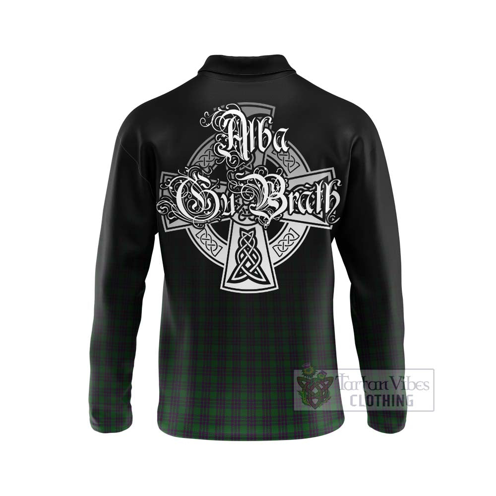 Elphinstone Tartan Long Sleeve Polo Shirt Featuring Alba Gu Brath Family Crest Celtic Inspired - Tartan Vibes Clothing