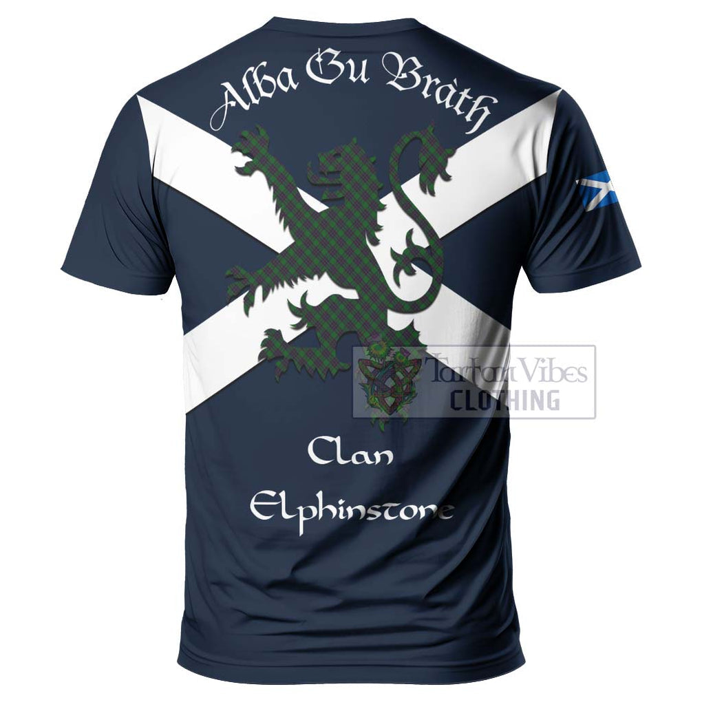 Tartan Vibes Clothing Elphinstone Tartan Lion Rampant T-Shirt – Proudly Display Your Heritage with Alba Gu Brath and Clan Name