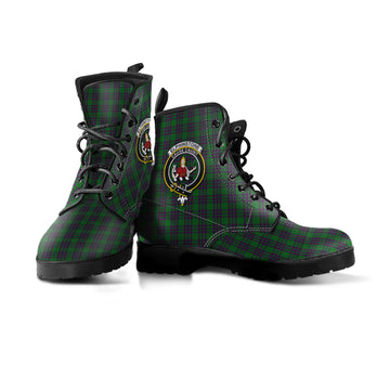 Elphinstone Tartan Leather Boots with Family Crest - Tartan Vibes Clothing