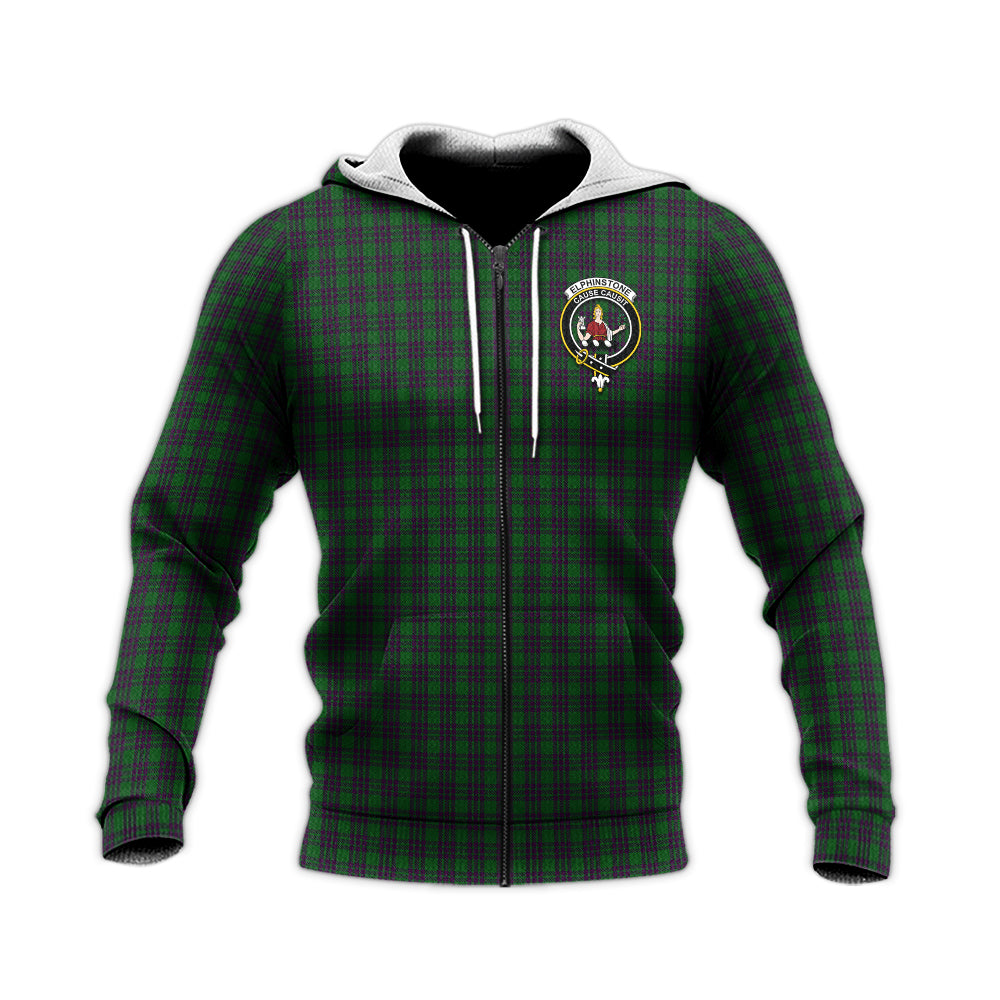 Elphinstone Tartan Knitted Hoodie with Family Crest Unisex Knitted Zip Hoodie - Tartan Vibes Clothing