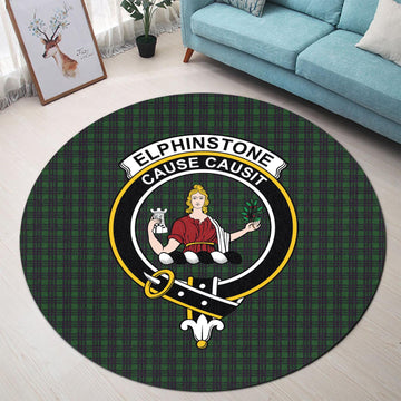 Elphinstone Tartan Round Rug with Family Crest - Tartan Vibes Clothing