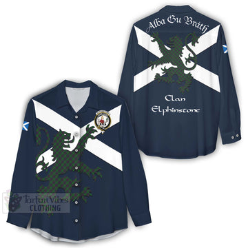 Elphinstone Tartan Lion Rampant Women's Casual Shirt Proudly Display Your Heritage with Alba Gu Brath and Clan Name - Tartan Vibes Clothing