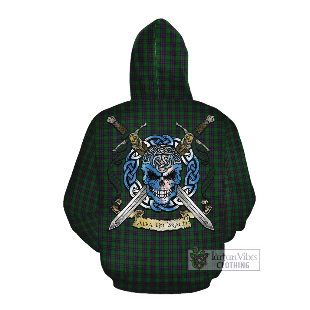 Elphinstone Tartan Cotton Hoodie with Family Crest Celtic Skull Style Pullover Hoodie - Tartan Vibes Clothing