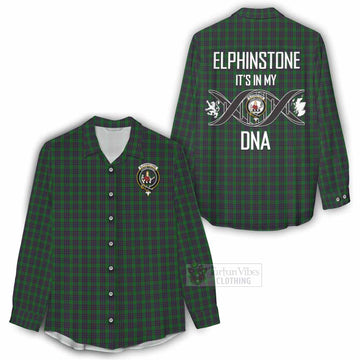 Elphinstone Tartan Women's Casual Shirt with Family Crest DNA In Me Style - Tartan Vibes Clothing