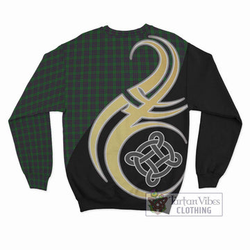 Elphinstone Tartan Sweatshirt with Family Crest and Celtic Symbol Style - Tartan Vibes Clothing