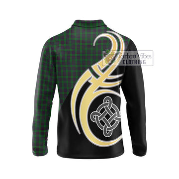 Elphinstone Tartan Long Sleeve Polo Shirt with Family Crest and Celtic Symbol Style - Tartan Vibes Clothing