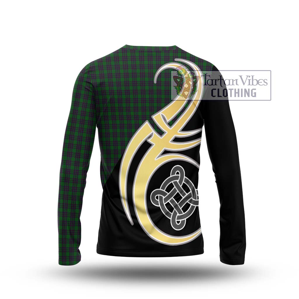 Elphinstone Tartan Long Sleeve T-Shirt with Family Crest and Celtic Symbol Style - Tartan Vibes Clothing