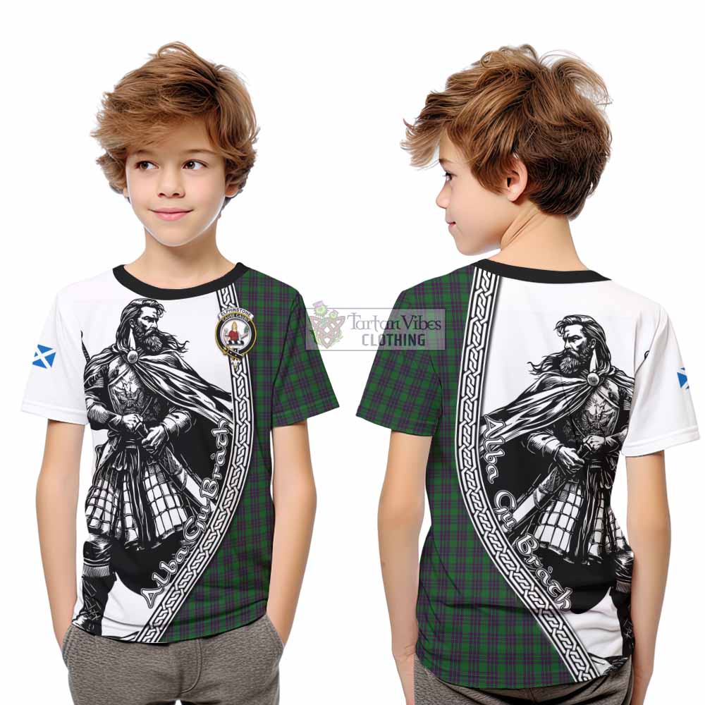 Elphinstone Tartan Clan Crest Kid T-Shirt with Highlander Warrior Celtic Style - Tartan Vibes Clothing