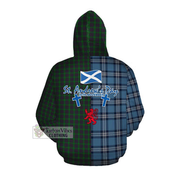 Elphinstone Tartan Cotton Hoodie Happy St. Andrew's Day Half Tartan Style Pullover Hoodie - Tartan Vibes Clothing