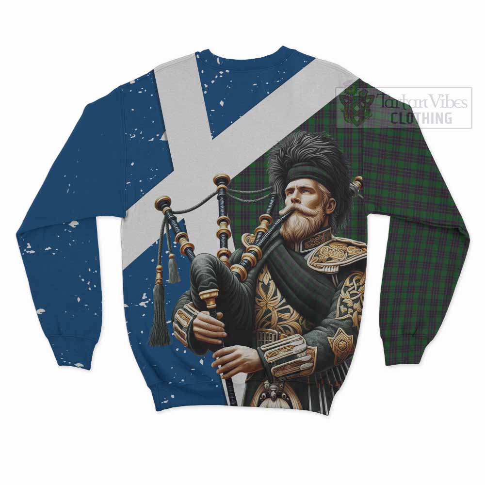 Elphinstone Tartan Sweatshirt with Family Crest Scottish Bagpiper Vibes - Tartan Vibes Clothing