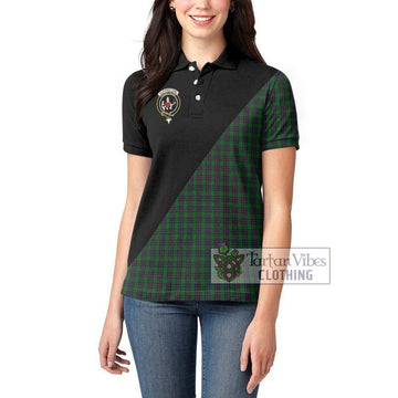 Elphinstone Tartan Women's Polo Shirt with Family Crest and Military Logo Style - Tartan Vibes Clothing