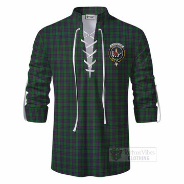Elphinstone Tartan Ghillie Kilt Shirt with Family Crest DNA In Me Style - Tartan Vibes Clothing