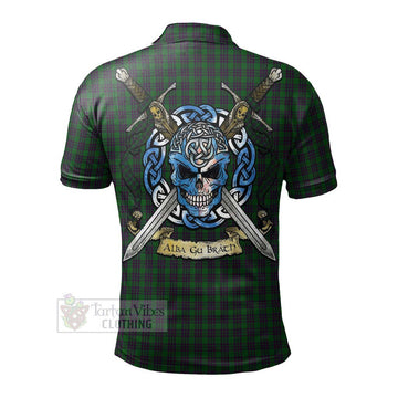 Elphinstone Tartan Polo Shirt with Family Crest Celtic Skull Style - Tartan Vibes Clothing
