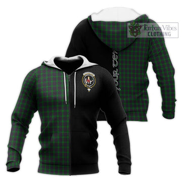 Elphinstone Tartan Knitted Hoodie with Family Crest and Half Of Me Style Unisex Knitted Zip Hoodie - Tartan Vibes Clothing