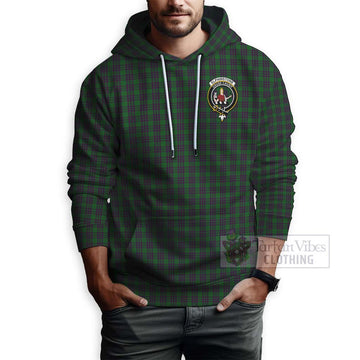 Elphinstone Tartan Hoodie with Family Crest and Bearded Skull Holding Bottles of Whiskey - Tartan Vibes Clothing