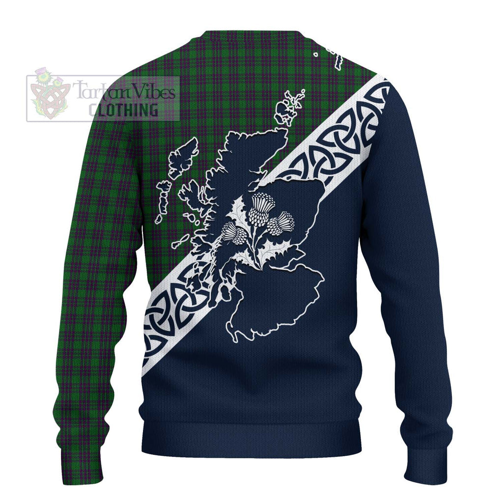 Elphinstone Tartan Ugly Sweater Featuring Thistle and Scotland Map - Tartan Vibes Clothing