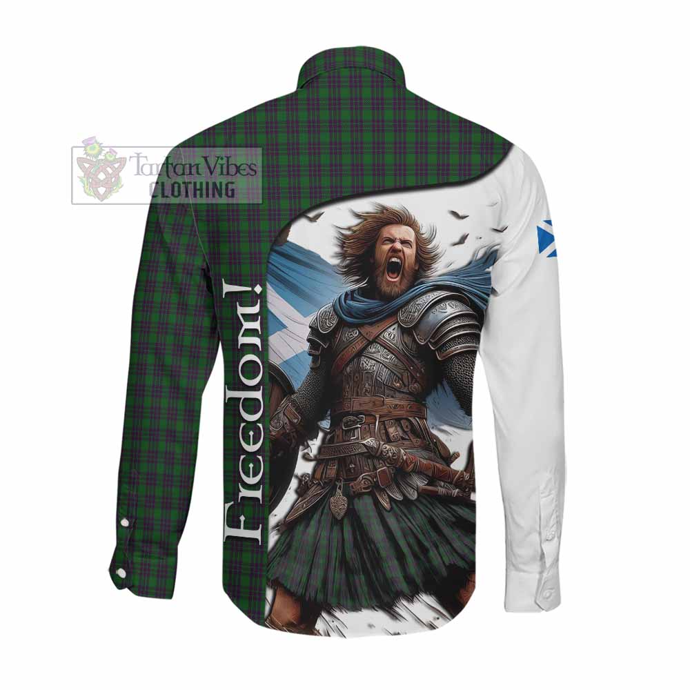 Tartan Vibes Clothing Elphinstone Crest Tartan Long Sleeve Button Shirt Inspired by the Freedom of Scottish Warrior